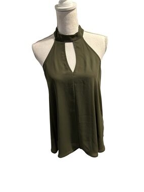 {Express} Olive Green Halter Keyhole Blouse